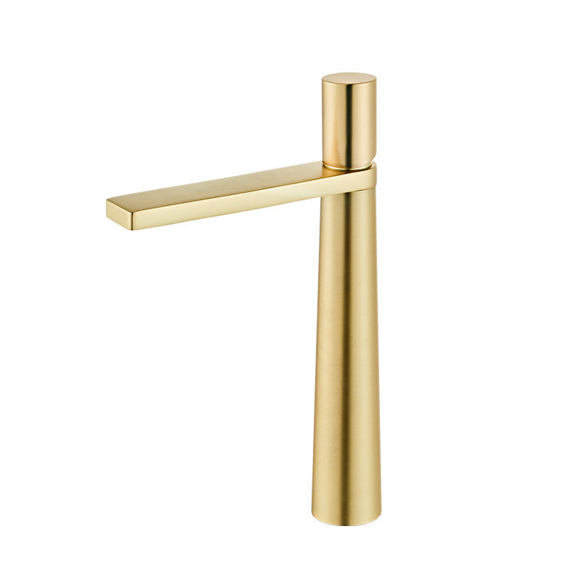 Modern Bathroom Faucet Rotary Handle Brass Single Hole Washroom Faucet Oro 12.8" Clearhalo 'Bathroom Remodel & Bathroom Fixtures' 'Bathroom Sink Faucets' 'Bathroom Sinks & Faucet Components' 'bathroom_sink_faucets' 'Casa' 'Home Improvement' 'home_improvement' 'home_improvement_bathroom_sink_faucets' 7101154