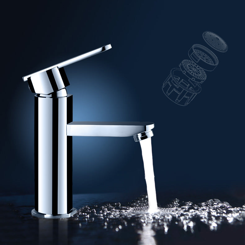 Bathroom Faucet Brass Lever Handle Single Hole Washroom Faucet Clearhalo 'Bathroom Remodel & Bathroom Fixtures' 'Bathroom Sink Faucets' 'Bathroom Sinks & Faucet Components' 'bathroom_sink_faucets' 'Home Improvement' 'home_improvement' 'home_improvement_bathroom_sink_faucets' 7101168