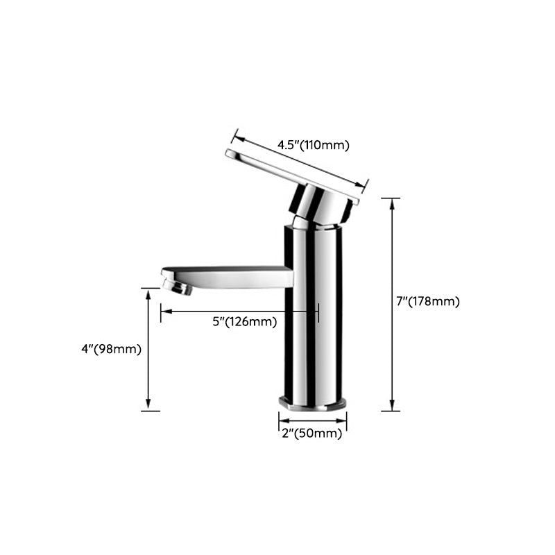 Bathroom Faucet Brass Lever Handle Single Hole Washroom Faucet Clearhalo 'Bathroom Remodel & Bathroom Fixtures' 'Bathroom Sink Faucets' 'Bathroom Sinks & Faucet Components' 'bathroom_sink_faucets' 'Home Improvement' 'home_improvement' 'home_improvement_bathroom_sink_faucets' 7101169