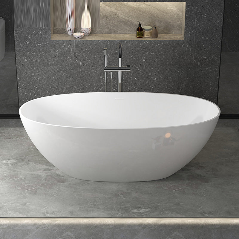 Stone Soaking Bathtub Antique Finish Flat Bottom Back to Wall Bath Tub Matte White Medium (0.25"-0.75") Clearhalo 'Bathroom Remodel & Bathroom Fixtures' 'Bathtubs' 'Home Improvement' 'home_improvement' 'home_improvement_bathtubs' 'Showers & Bathtubs' 7106974