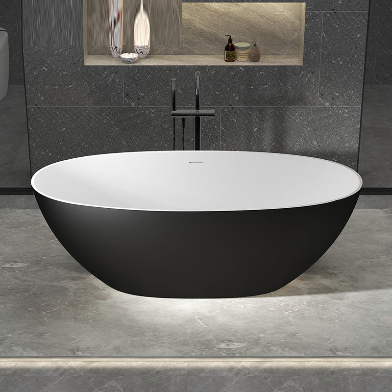 Stone Soaking Bathtub Antique Finish Flat Bottom Back to Wall Bath Tub Black White Medium (0.25"-0.75") Clearhalo 'Bathroom Remodel & Bathroom Fixtures' 'Bathtubs' 'Home Improvement' 'home_improvement' 'home_improvement_bathtubs' 'Showers & Bathtubs' 7106976