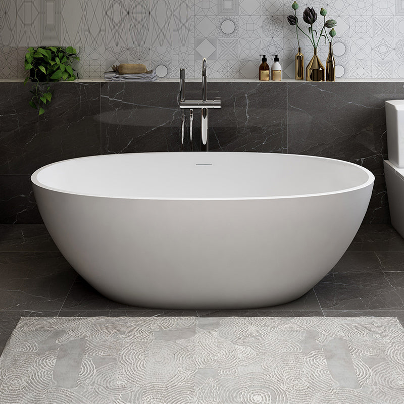 Stone Soaking Bathtub Antique Finish Flat Bottom Back to Wall Bath Tub Matte White Thick (0.75"-1.25") Clearhalo 'Bathroom Remodel & Bathroom Fixtures' 'Bathtubs' 'Home Improvement' 'home_improvement' 'home_improvement_bathtubs' 'Showers & Bathtubs' 7106978