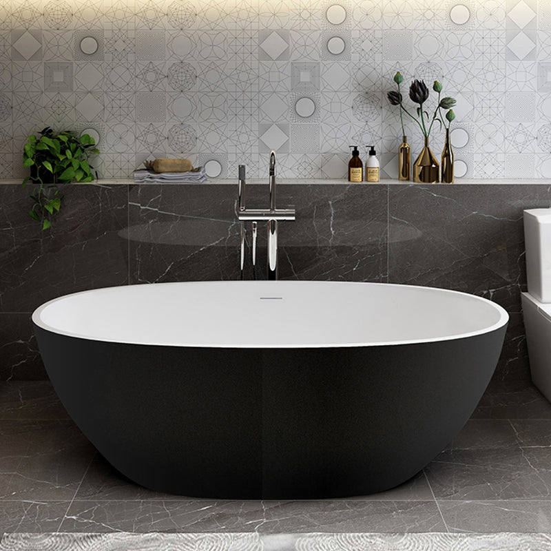 Stone Soaking Bathtub Antique Finish Flat Bottom Back to Wall Bath Tub Black White 63"L x 31"W x 22"H Thick (0.75"-1.25") Clearhalo 'Bathroom Remodel & Bathroom Fixtures' 'Bathtubs' 'Home Improvement' 'home_improvement' 'home_improvement_bathtubs' 'Showers & Bathtubs' 7106979