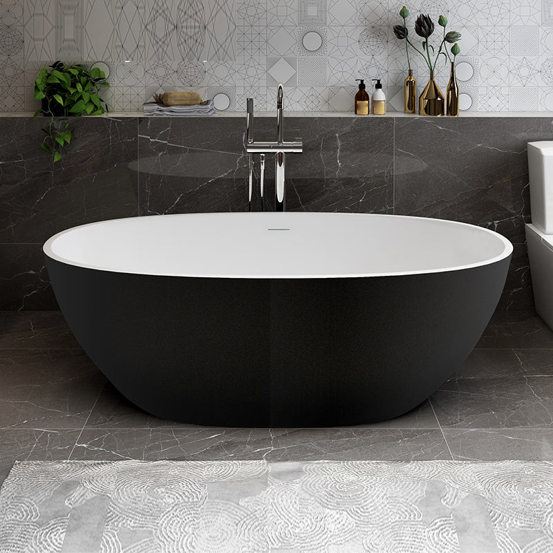 Stone Soaking Bathtub Antique Finish Flat Bottom Back to Wall Bath Tub Black White Thick (0.75"-1.25") Clearhalo 'Bathroom Remodel & Bathroom Fixtures' 'Bathtubs' 'Home Improvement' 'home_improvement' 'home_improvement_bathtubs' 'Showers & Bathtubs' 7106982