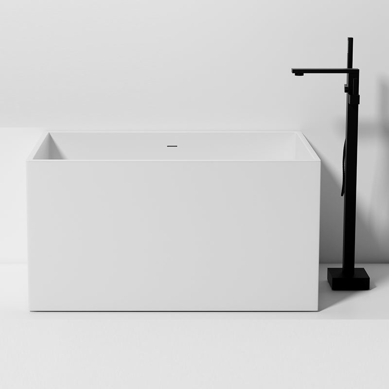 Stone Rectangular Bathtub Modern Soaking Bathtub for Bathroom , 27.56-inch Wide Matte White 55"L x 28"W x 23"H Clearhalo 'Bathroom Remodel & Bathroom Fixtures' 'Bathtubs' 'Home Improvement' 'home_improvement' 'home_improvement_bathtubs' 'Showers & Bathtubs' 7107098