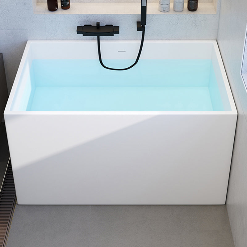 Stone Rectangular Bathtub Modern Soaking Bathtub for Bathroom , 27.56-inch Wide Gloss White 39"L x 28"W x 23"H Clearhalo 'Bathroom Remodel & Bathroom Fixtures' 'Bathtubs' 'Home Improvement' 'home_improvement' 'home_improvement_bathtubs' 'Showers & Bathtubs' 7107102