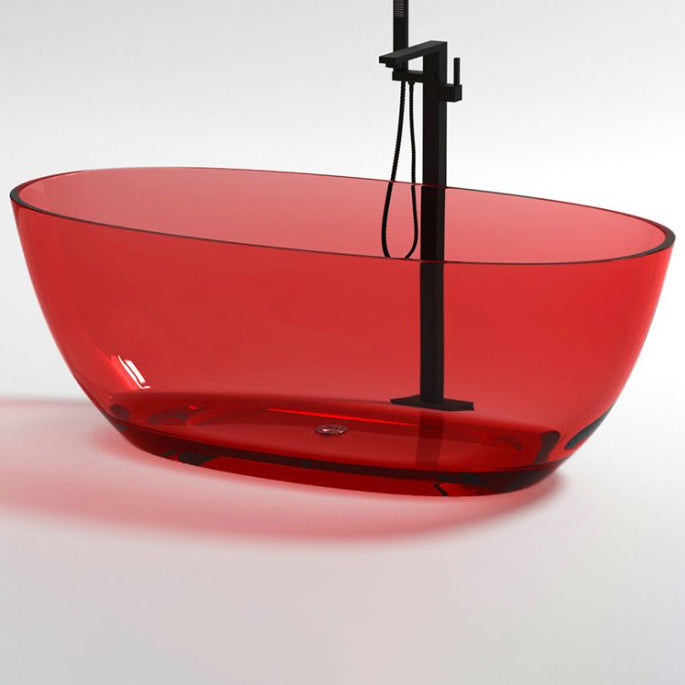 Soaking Stand Alone Bathtub Antique Finish Oval Modern Bath Tub (Faucet not included) Red Clearhalo 'Bathroom Remodel & Bathroom Fixtures' 'Bathtubs' 'Home Improvement' 'home_improvement' 'home_improvement_bathtubs' 'Showers & Bathtubs' 7107120