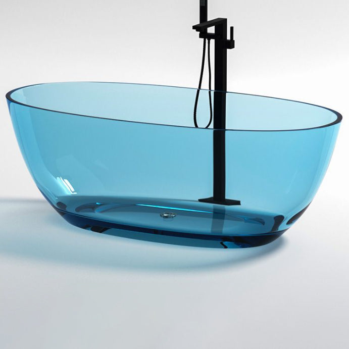 Soaking Stand Alone Bathtub Antique Finish Oval Modern Bath Tub (Faucet not included) Blue Clearhalo 'Bathroom Remodel & Bathroom Fixtures' 'Bathtubs' 'Home Improvement' 'home_improvement' 'home_improvement_bathtubs' 'Showers & Bathtubs' 7107127