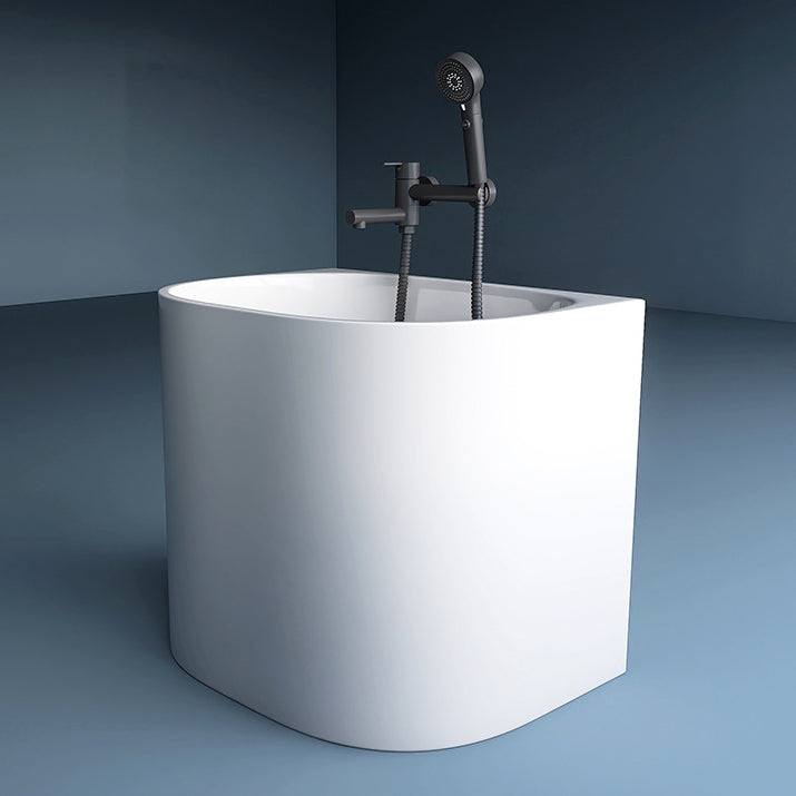 Corner Acrylic Soaking Bathtub Antique Finish Back to Wall Bath Tub 47"L x 26"W x 28"H Tub with Wall Mounted Faucets Clearhalo 'Bathroom Remodel & Bathroom Fixtures' 'Bathtubs' 'Home Improvement' 'home_improvement' 'home_improvement_bathtubs' 'Showers & Bathtubs' 7107162