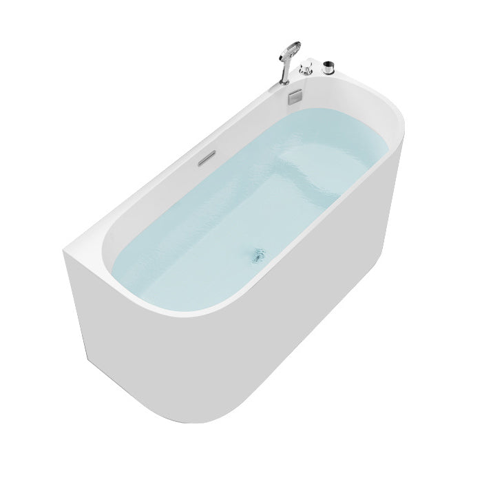 Corner Acrylic Soaking Bathtub Antique Finish Back to Wall Bath Tub 55.1"L x 25.6"W x 29.9"H With Seat Tub with Silver 3-Piece Set Clearhalo 'Bathroom Remodel & Bathroom Fixtures' 'Bathtubs' 'Home Improvement' 'home_improvement' 'home_improvement_bathtubs' 'Showers & Bathtubs' 7107179