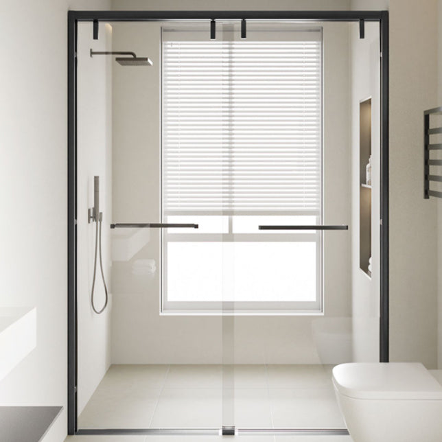 Double Sliding Shower Doors Transparent Tempered Shower Bath Door Clearhalo 'Bathroom Remodel & Bathroom Fixtures' 'Home Improvement' 'home_improvement' 'home_improvement_shower_tub_doors' 'Shower and Tub Doors' 'shower_tub_doors' 'Showers & Bathtubs' 7109189