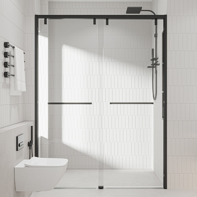 Transparent Tempered Shower Bath Door Double Sliding Shower Door Clearhalo 'Bathroom Remodel & Bathroom Fixtures' 'Home Improvement' 'home_improvement' 'home_improvement_shower_tub_doors' 'Shower and Tub Doors' 'shower_tub_doors' 'Showers & Bathtubs' 7109224