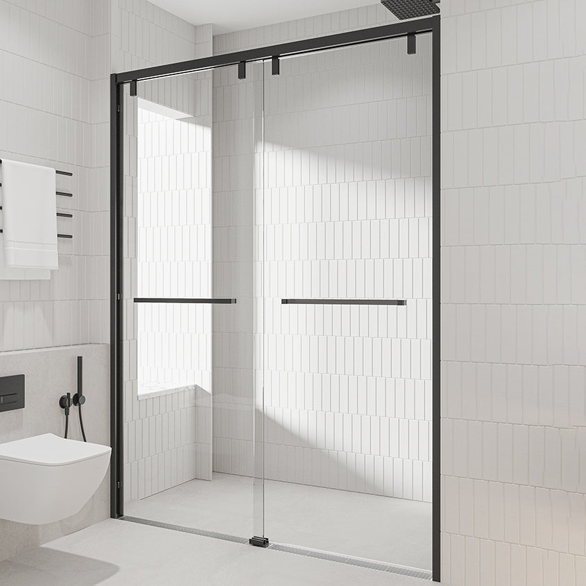 Transparent Tempered Shower Bath Door Double Sliding Shower Door Clearhalo 'Bathroom Remodel & Bathroom Fixtures' 'Home Improvement' 'home_improvement' 'home_improvement_shower_tub_doors' 'Shower and Tub Doors' 'shower_tub_doors' 'Showers & Bathtubs' 7109226