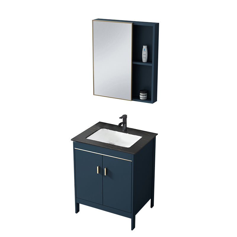 Bathroom Sink Vanity Rectangular Doors Drawers Faucet Vanity Sink with Mirror Vanity & Faucet & Mirror Cabinet 24"L x 16"W x 30"H Stone Clearhalo 'Bathroom Remodel & Bathroom Fixtures' 'Bathroom Vanities' 'bathroom_vanities' 'Home Improvement' 'home_improvement' 'home_improvement_bathroom_vanities' 7110019