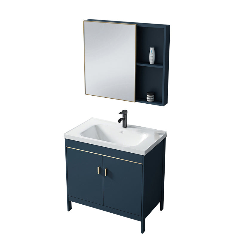 Bathroom Sink Vanity Rectangular Doors Drawers Faucet Vanity Sink with Mirror Vanity & Faucet & Mirror Cabinet Ceramic Clearhalo 'Bathroom Remodel & Bathroom Fixtures' 'Bathroom Vanities' 'bathroom_vanities' 'Home Improvement' 'home_improvement' 'home_improvement_bathroom_vanities' 7110022