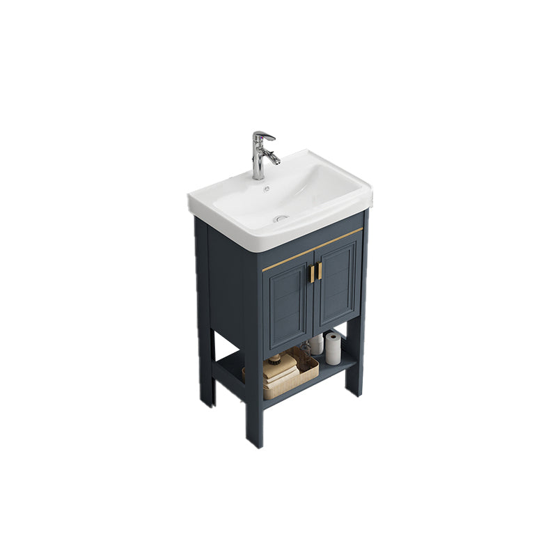 Metal Frame Vanity Shelving Included Single Sink Freestanding Bathroom Vanity Vanity & Faucet 20"L x 14"W x 32"H 1 Clearhalo 'Bathroom Remodel & Bathroom Fixtures' 'Bathroom Vanities' 'bathroom_vanities' 'Home Improvement' 'home_improvement' 'home_improvement_bathroom_vanities' 7110069