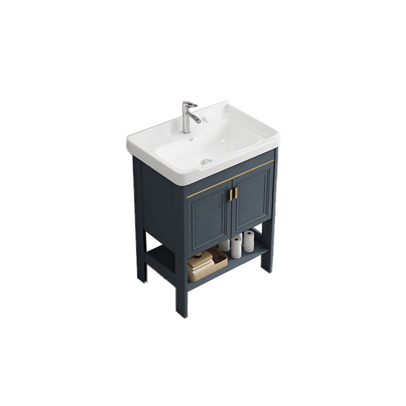 Metal Frame Vanity Shelving Included Single Sink Freestanding Bathroom Vanity Vanity & Faucet 1 Clearhalo 'Bathroom Remodel & Bathroom Fixtures' 'Bathroom Vanities' 'bathroom_vanities' 'Home Improvement' 'home_improvement' 'home_improvement_bathroom_vanities' 7110071