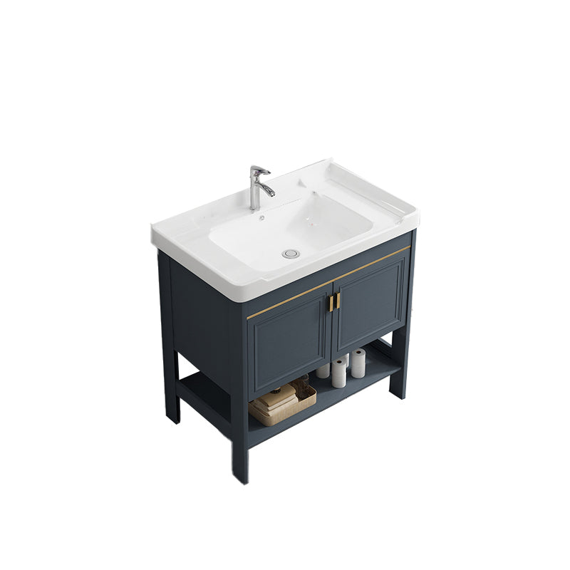 Metal Frame Vanity Shelving Included Single Sink Freestanding Bathroom Vanity Vanity & Faucet 1 Clearhalo 'Bathroom Remodel & Bathroom Fixtures' 'Bathroom Vanities' 'bathroom_vanities' 'Home Improvement' 'home_improvement' 'home_improvement_bathroom_vanities' 7110072