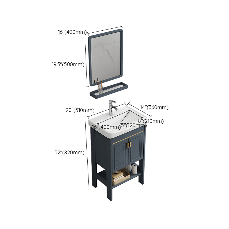 Metal Frame Vanity Shelving Included Single Sink Freestanding Bathroom Vanity Clearhalo 'Bathroom Remodel & Bathroom Fixtures' 'Bathroom Vanities' 'bathroom_vanities' 'Home Improvement' 'home_improvement' 'home_improvement_bathroom_vanities' 7110103