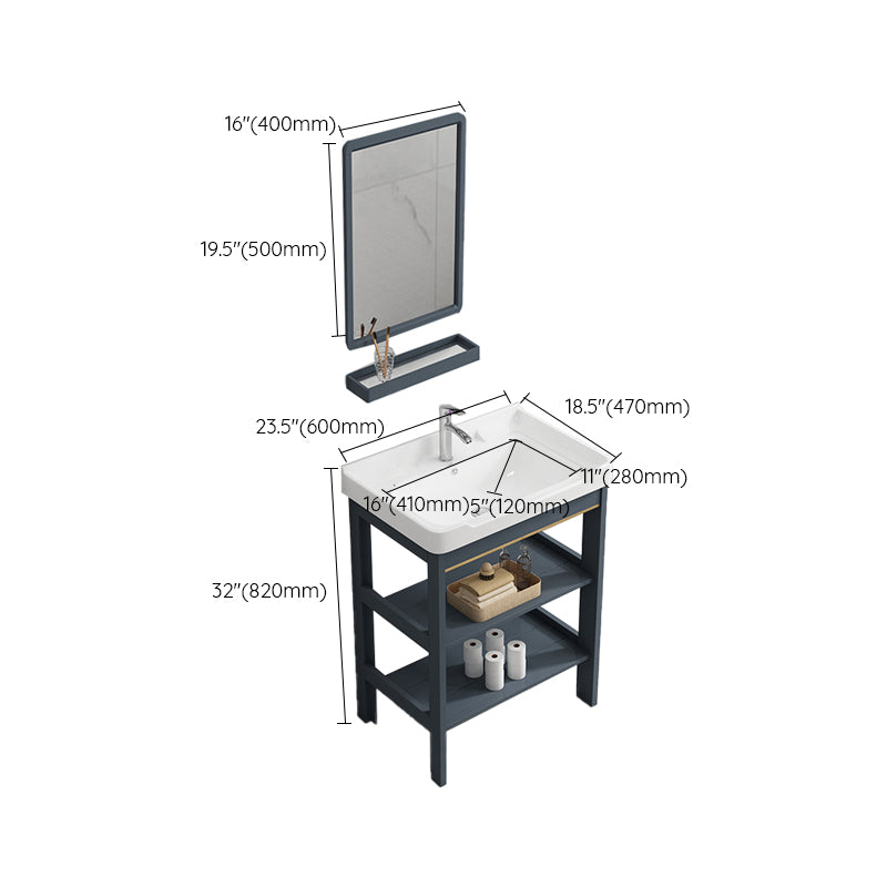 Metal Frame Vanity Shelving Included Single Sink Freestanding Bathroom Vanity Clearhalo 'Bathroom Remodel & Bathroom Fixtures' 'Bathroom Vanities' 'bathroom_vanities' 'Home Improvement' 'home_improvement' 'home_improvement_bathroom_vanities' 7110106