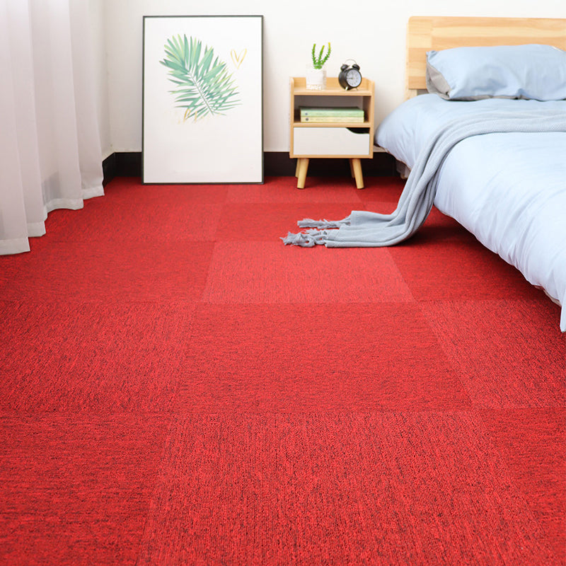 Modern Carpet Floor Tile Self Adhesive Level Loop Stain Resistant Carpet Tile Red 4-Piece Set Clearhalo 'Carpet Tiles & Carpet Squares' 'carpet_tiles_carpet_squares' 'Flooring 'Home Improvement' 'home_improvement' 'home_improvement_carpet_tiles_carpet_squares' Walls and Ceiling' 7110287