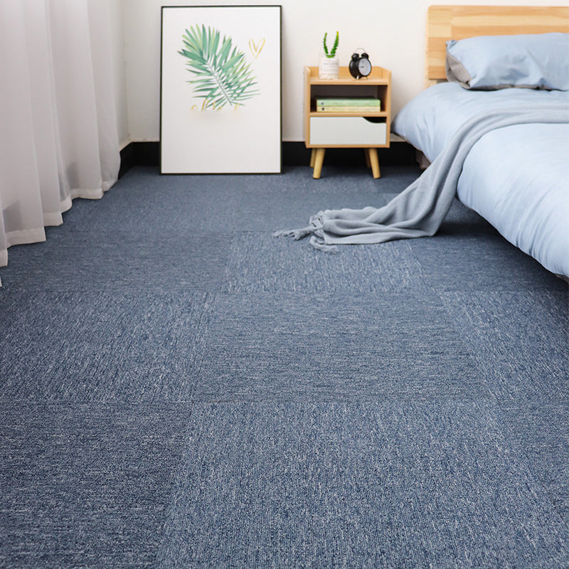 Modern Carpet Floor Tile Self Adhesive Level Loop Stain Resistant Carpet Tile Light Blue 4-Piece Set Clearhalo 'Carpet Tiles & Carpet Squares' 'carpet_tiles_carpet_squares' 'Flooring 'Home Improvement' 'home_improvement' 'home_improvement_carpet_tiles_carpet_squares' Walls and Ceiling' 7110297