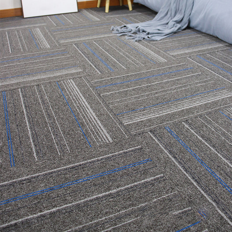 Modern Carpet Floor Tile Self Adhesive Level Loop Stain Resistant Carpet Tile Gray-Blue 4-Piece Set Clearhalo 'Carpet Tiles & Carpet Squares' 'carpet_tiles_carpet_squares' 'Flooring 'Home Improvement' 'home_improvement' 'home_improvement_carpet_tiles_carpet_squares' Walls and Ceiling' 7110305