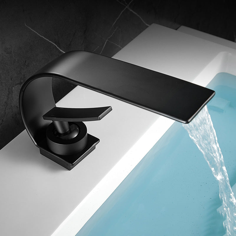 Unique Bathroom Faucet Waterfall Spout Brass Washroom Faucet Matte Black Clearhalo 'Bathroom Remodel & Bathroom Fixtures' 'Bathroom Sink Faucets' 'Bathroom Sinks & Faucet Components' 'bathroom_sink_faucets' 'Home Improvement' 'home_improvement' 'home_improvement_bathroom_sink_faucets' 7110608