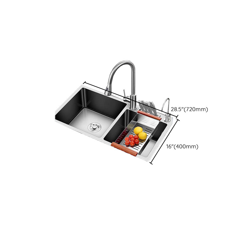 Drop-In Kitchen Sink Stainless Steel Modern Style Rectangle Kitchen Double Sink Clearhalo 'Home Improvement' 'home_improvement' 'home_improvement_kitchen_sinks' 'Kitchen Remodel & Kitchen Fixtures' 'Kitchen Sinks & Faucet Components' 'Kitchen Sinks' 'kitchen_sinks' 7111003