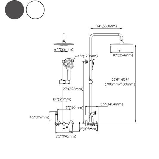 Wall Mounted Shower Head Combo Contemporary Metal Shower System Clearhalo 'Bathroom Remodel & Bathroom Fixtures' 'Home Improvement' 'home_improvement' 'home_improvement_shower_faucets' 'Shower Faucets & Systems' 'shower_faucets' 'Showers & Bathtubs Plumbing' 'Showers & Bathtubs' 7111473