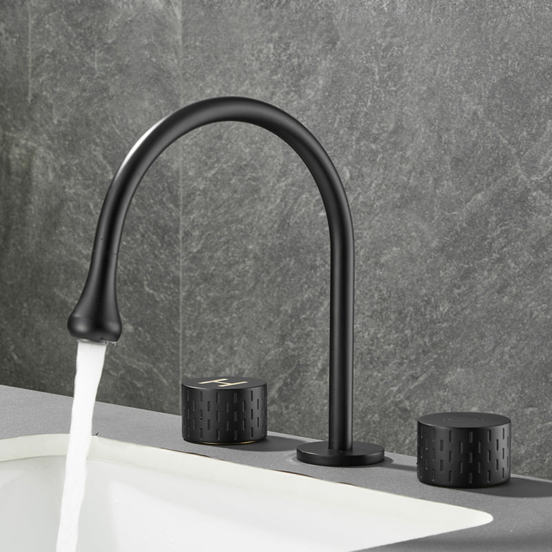 Modern Swivel Bathtub Faucet Double Handle Deck Mounted Bathroom Faucet with Handles Black Droplet Faucet Knob Handles Clearhalo 'Bathroom Remodel & Bathroom Fixtures' 'Bathtub Faucets' 'bathtub_faucets' 'Home Improvement' 'home_improvement' 'home_improvement_bathtub_faucets' 7111512