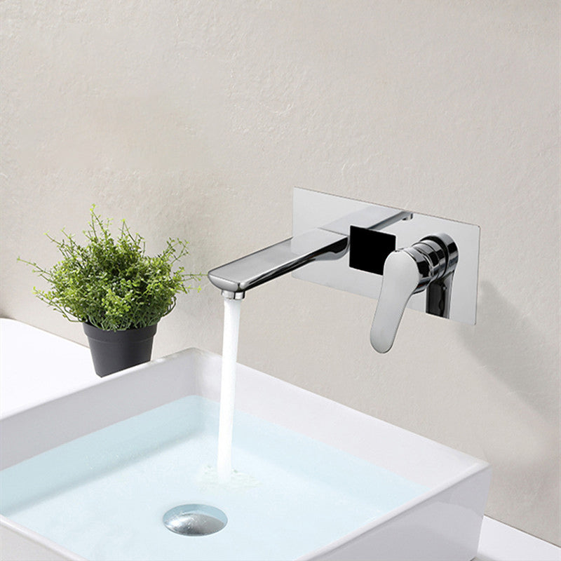 Modern Bathroom Faucet Solid Color Copper Wall Mount Bathtub Faucet Clearhalo 'Bathroom Remodel & Bathroom Fixtures' 'Bathtub Faucets' 'bathtub_faucets' 'Home Improvement' 'home_improvement' 'home_improvement_bathtub_faucets' 7111616