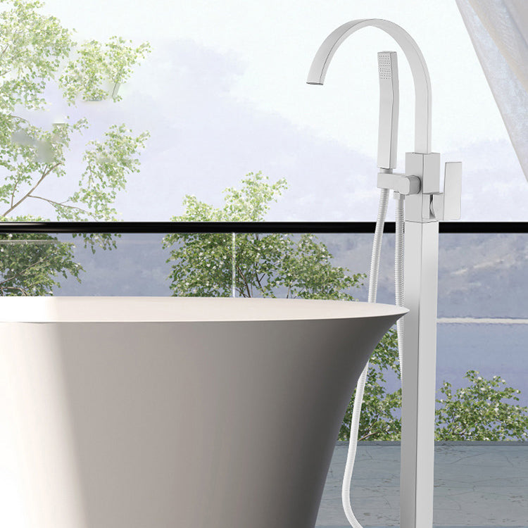 Modern Bathroom Faucet Pure Color High Arc Freestanding Tub Faucet Clearhalo 'Bathroom Remodel & Bathroom Fixtures' 'Bathtub Faucets' 'bathtub_faucets' 'Home Improvement' 'home_improvement' 'home_improvement_bathtub_faucets' 7111748