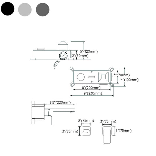 Lever Single-Handle Wall Mounted Modern Low Arc Metal Wall Mount Clearhalo 'Bathroom Remodel & Bathroom Fixtures' 'Bathtub Faucets' 'bathtub_faucets' 'Home Improvement' 'home_improvement' 'home_improvement_bathtub_faucets' 7111920