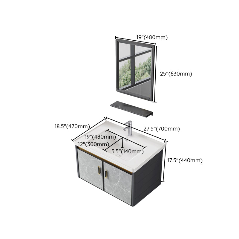 Wall Mounted Vanity Set Drawers Ceramic Sink Faucet Vanity Set with Mirror Clearhalo 'Bathroom Remodel & Bathroom Fixtures' 'Bathroom Vanities' 'bathroom_vanities' 'Home Improvement' 'home_improvement' 'home_improvement_bathroom_vanities' 7111943