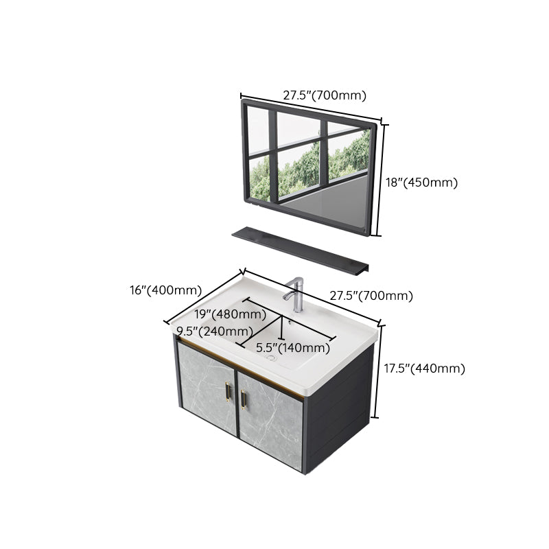 Wall Mounted Vanity Set Drawers Ceramic Sink Faucet Vanity Set with Mirror Clearhalo 'Bathroom Remodel & Bathroom Fixtures' 'Bathroom Vanities' 'bathroom_vanities' 'Home Improvement' 'home_improvement' 'home_improvement_bathroom_vanities' 7111947