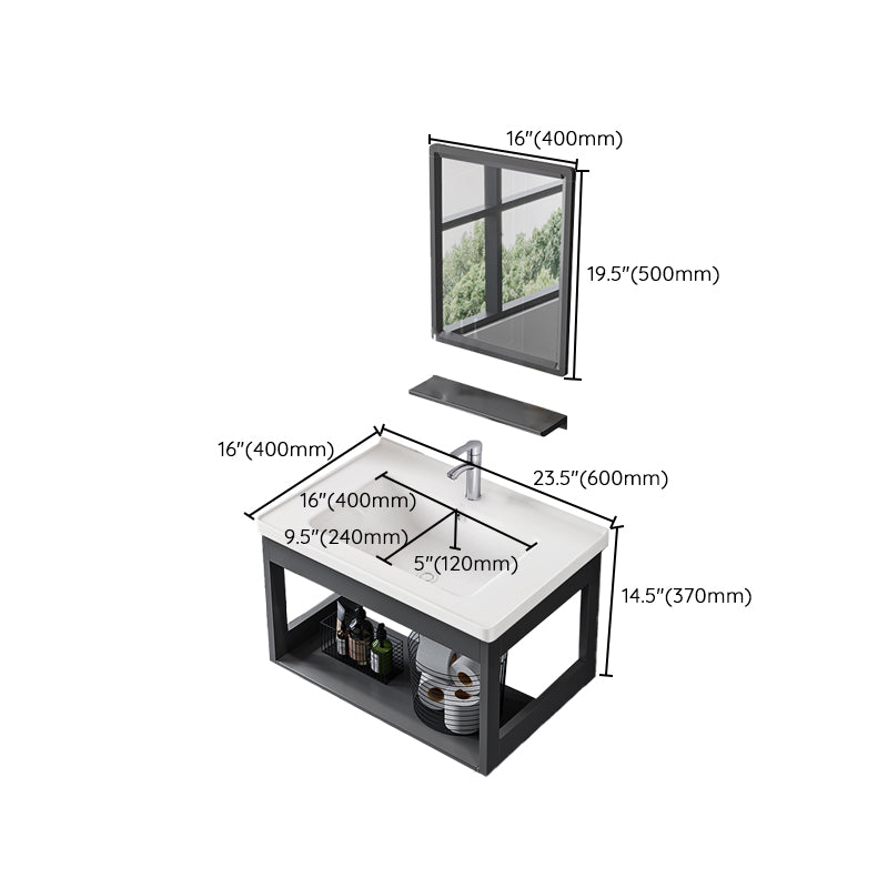 Wall Mounted Vanity Set Drawers Ceramic Sink Faucet Vanity Set with Mirror Clearhalo 'Bathroom Remodel & Bathroom Fixtures' 'Bathroom Vanities' 'bathroom_vanities' 'Home Improvement' 'home_improvement' 'home_improvement_bathroom_vanities' 7111953