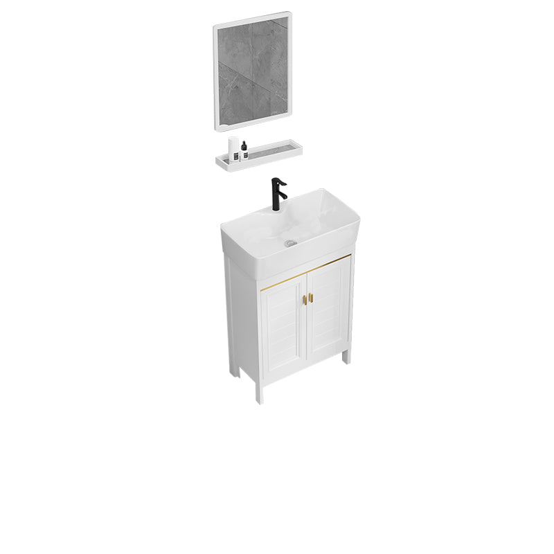 Freestanding Bathroom Vanity Metal Bathroom Sink Vanity with Sink Included Vanity & Faucet & Mirrors 21"L x 12"W x 34"H Clearhalo 'Bathroom Remodel & Bathroom Fixtures' 'Bathroom Vanities' 'bathroom_vanities' 'Home Improvement' 'home_improvement' 'home_improvement_bathroom_vanities' 7112032