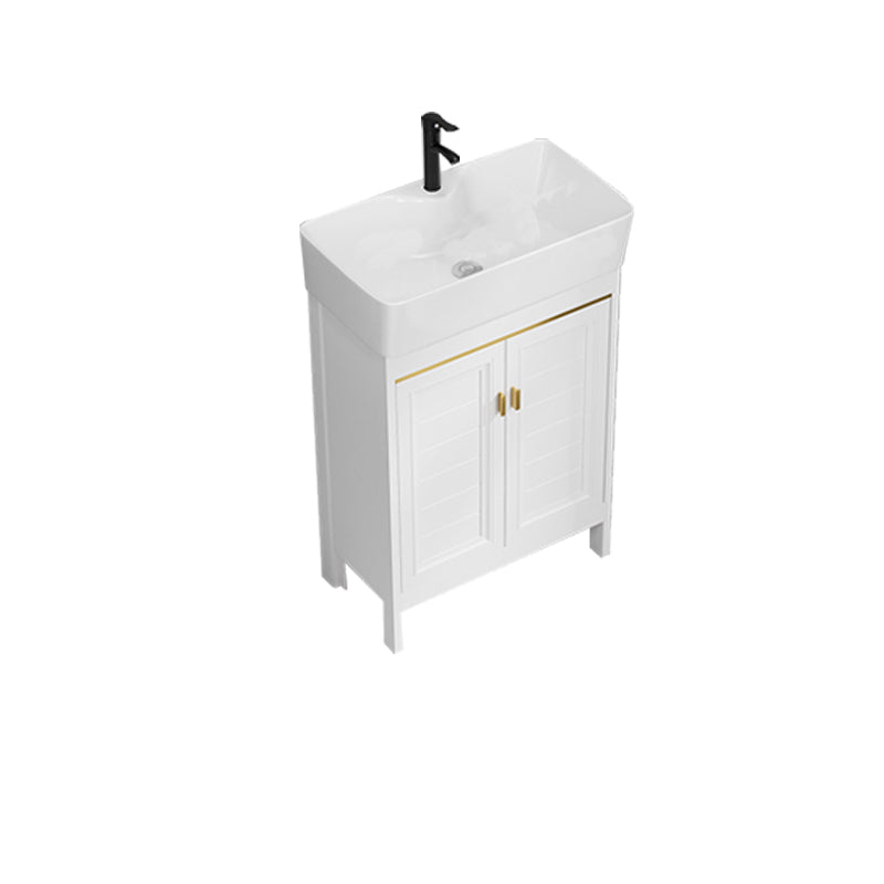 Freestanding Bathroom Vanity Metal Bathroom Sink Vanity with Sink Included Vanity & Faucet 21"L x 12"W x 34"H Clearhalo 'Bathroom Remodel & Bathroom Fixtures' 'Bathroom Vanities' 'bathroom_vanities' 'Home Improvement' 'home_improvement' 'home_improvement_bathroom_vanities' 7112035