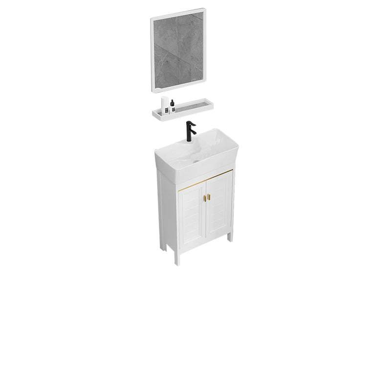 Freestanding Bathroom Vanity Metal Bathroom Sink Vanity with Sink Included Vanity & Faucet & Mirrors 20"L x 10"W x 34"H Clearhalo 'Bathroom Remodel & Bathroom Fixtures' 'Bathroom Vanities' 'bathroom_vanities' 'Home Improvement' 'home_improvement' 'home_improvement_bathroom_vanities' 7112038