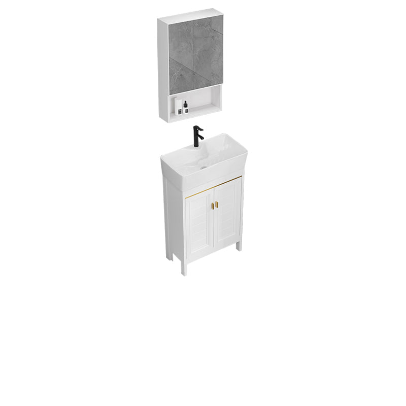 Freestanding Bathroom Vanity Metal Bathroom Sink Vanity with Sink Included Vanity & Faucet & Mirror Cabinet 20"L x 10"W x 34"H Clearhalo 'Bathroom Remodel & Bathroom Fixtures' 'Bathroom Vanities' 'bathroom_vanities' 'Home Improvement' 'home_improvement' 'home_improvement_bathroom_vanities' 7112039