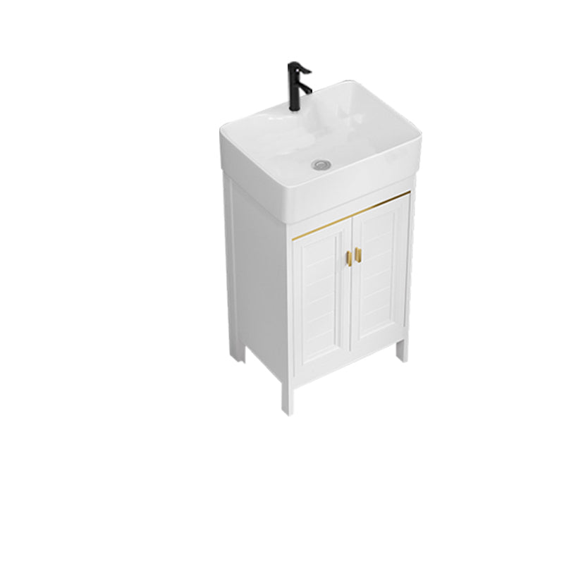 Freestanding Bathroom Vanity Metal Bathroom Sink Vanity with Sink Included Vanity & Faucet 19"L x 15"W x 34"H Clearhalo 'Bathroom Remodel & Bathroom Fixtures' 'Bathroom Vanities' 'bathroom_vanities' 'Home Improvement' 'home_improvement' 'home_improvement_bathroom_vanities' 7112044