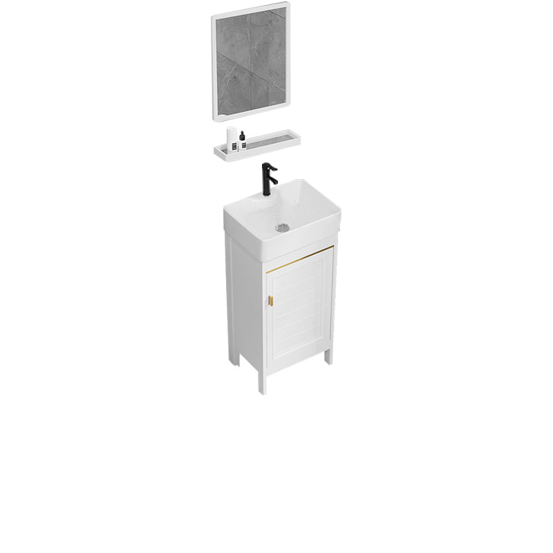 Freestanding Bathroom Vanity Metal Bathroom Sink Vanity with Sink Included Vanity & Faucet & Mirrors 16"L x 12"W x 34"H Clearhalo 'Bathroom Remodel & Bathroom Fixtures' 'Bathroom Vanities' 'bathroom_vanities' 'Home Improvement' 'home_improvement' 'home_improvement_bathroom_vanities' 7112046