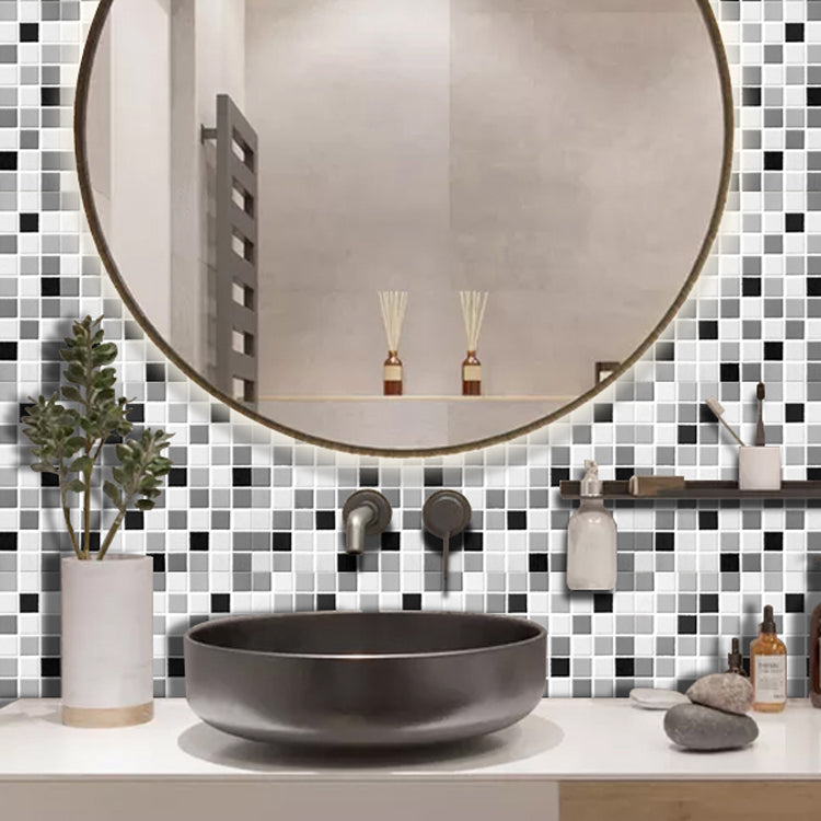 PVC Peel & Stick Mosaic Tile Square Shape Mosaic Tile Wallpaper Gray-White Clearhalo 'Flooring 'Home Improvement' 'home_improvement' 'home_improvement_peel_stick_blacksplash' 'Peel & Stick Backsplash Tile' 'peel_stick_blacksplash' 'Walls & Ceilings' Walls and Ceiling' 7112598