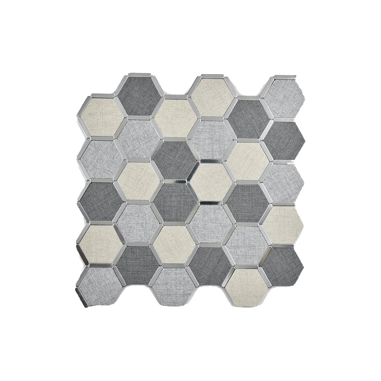 Mosaic Tile Wallpaper Hexagonal Shape Peel and Stick Backsplash Grey Clearhalo 'Flooring 'Home Improvement' 'home_improvement' 'home_improvement_peel_stick_blacksplash' 'Peel & Stick Backsplash Tile' 'peel_stick_blacksplash' 'Walls & Ceilings' Walls and Ceiling' 7112662