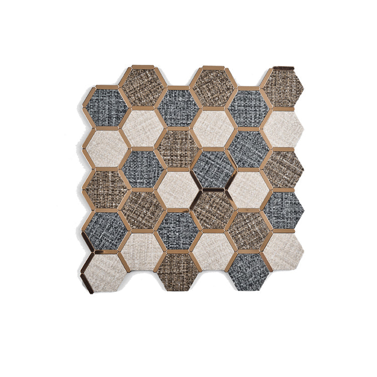 Mosaic Tile Wallpaper Hexagonal Shape Peel and Stick Backsplash Brown Grey Clearhalo 'Flooring 'Home Improvement' 'home_improvement' 'home_improvement_peel_stick_blacksplash' 'Peel & Stick Backsplash Tile' 'peel_stick_blacksplash' 'Walls & Ceilings' Walls and Ceiling' 7112663