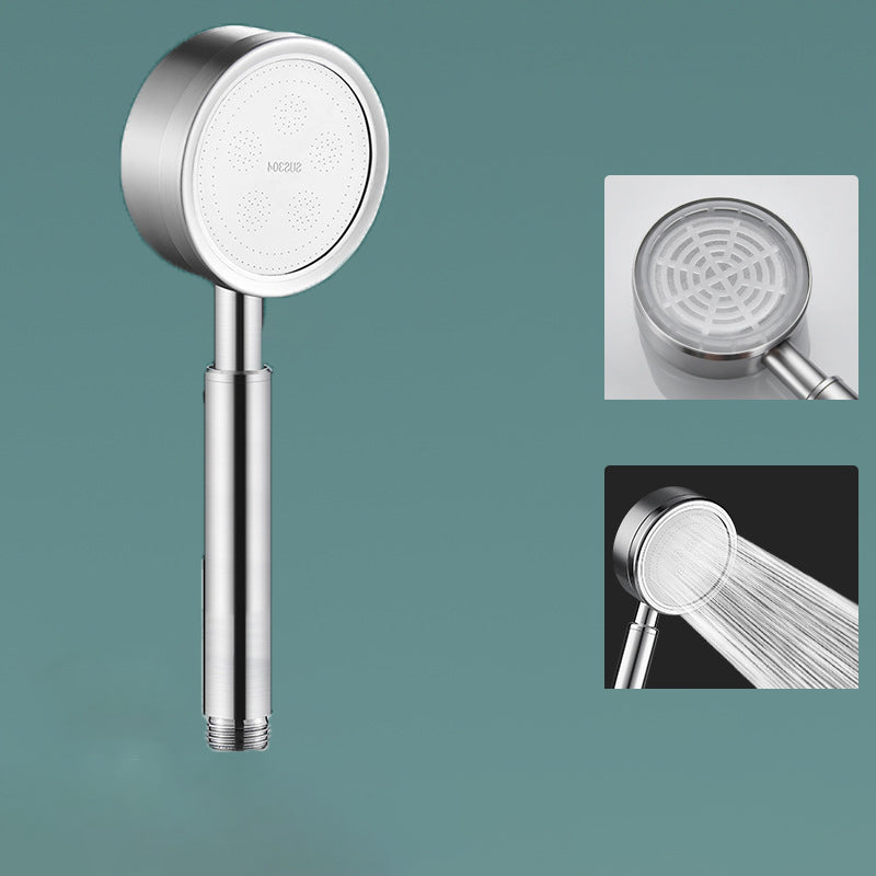 Modern Shower Head Stainless Steel Round Metal Handheld Shower Head Silver Unavailiable Hand Shower Clearhalo 'Bathroom Remodel & Bathroom Fixtures' 'Home Improvement' 'home_improvement' 'home_improvement_shower_heads' 'Shower Heads' 'shower_heads' 'Showers & Bathtubs Plumbing' 'Showers & Bathtubs' 7112721