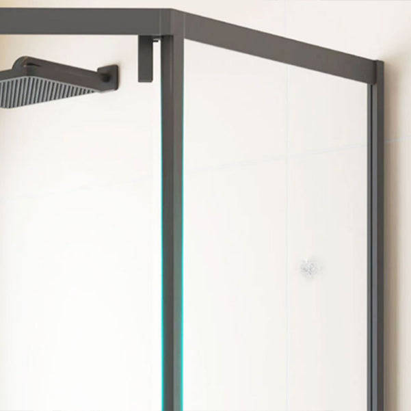 Black Square Shower Enclosure Pivot Tempered Glass Shower Kit Clearhalo 'Bathroom Remodel & Bathroom Fixtures' 'Home Improvement' 'home_improvement' 'home_improvement_shower_stalls_enclosures' 'Shower Stalls & Enclosures' 'shower_stalls_enclosures' 'Showers & Bathtubs' 7114713