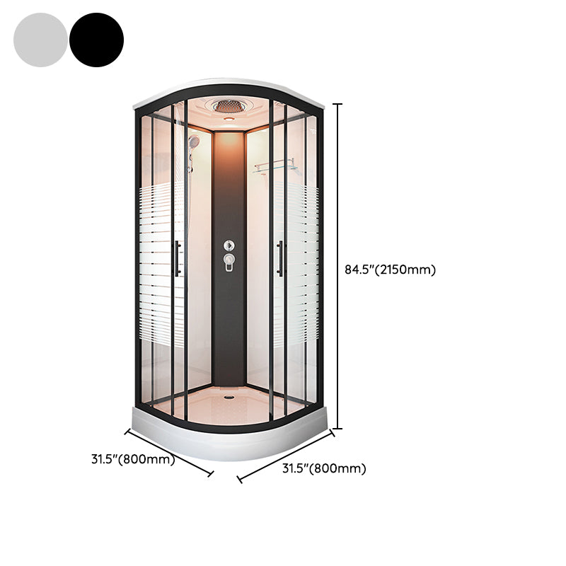 Rounded Double Sliding Shower Stall Striped Tempered Glass Shower Stall Clearhalo 'Bathroom Remodel & Bathroom Fixtures' 'Home Improvement' 'home_improvement' 'home_improvement_shower_stalls_enclosures' 'Shower Stalls & Enclosures' 'shower_stalls_enclosures' 'Showers & Bathtubs' 7114856