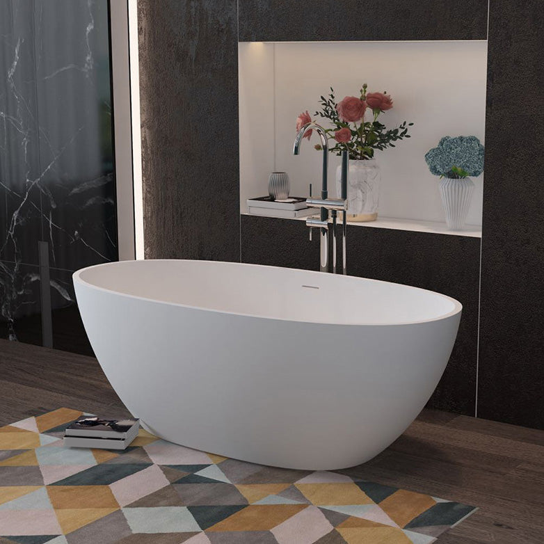 Soaking Freestanding Bath Tub Antique Finish Oval Modern Bathtub (Faucet not Included) 55"L x 31"W x 22"H Clearhalo 'Bathroom Remodel & Bathroom Fixtures' 'Bathtubs' 'Home Improvement' 'home_improvement' 'home_improvement_bathtubs' 'Showers & Bathtubs' 7115698